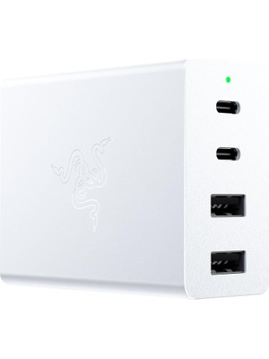 Tech Butiq Usb-C Gan Şarj Cihazı - Taşınabilir Hızlı Şarj Cihazı (2x Usb-C, 2x Usb-A, Abd, Ab ve Ingiltere Portlu) Beyaz