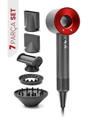 Tech Butiq Ionizerpro 5 Başlıklı Iyonizerli Plazma Saç Kurutma Makinesi 2300W – Hızlı Kurutma, 4x Iyon Bakım, Soğuk Hava, 3 Isı 2 Hız Ayarlı Profesyonel Fön Makinesi, Askı Aparatı Dahil 2026 Model (Kırmızı)