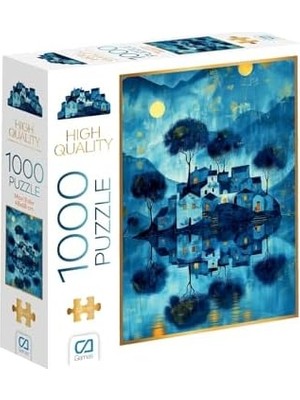 Tech Butiq Mavi Evler 1000 Parça 2,2mm Kalınlık 48X68CM Profesyonel Hobi Puzzle Yapboz Serisi