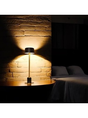Tech Butiq LED Meragold Masa Lambası, 3000K Günışığı, Şarj Edilebilir, Taşınabilir, 3 Kademe Dokunmatik Parlaklık Ayarı, Alüminyum Gövde, Mermer Görünüm, Restoran, Yemek Masası, Yatak Başı ve Çalışma Masası Için