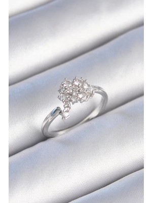 Renas Store Pirinç Gümüş Renk Zirkon Taşlı Kadın Yüzük - TJ-BYK3443