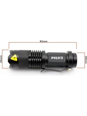 Renas Store Cree Q5 LED Zoomlu Pilli Mini Feneri 14500 Pil Ile Çalışma Özelliği