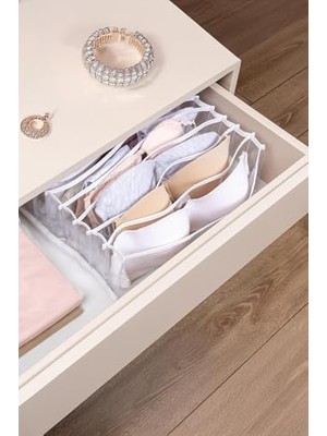 Tech Butiq Şeffaf Sütyen Düzenleyici Çekmece Dolap Içi Organizer 8 Bölmeli (36 x 29 x 12 Cm)
