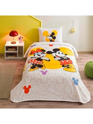 Tech Butiq Taç Minnie & Botanic Standart Pamuk Nevresim Takımı, Sarı, Tek Kişilik