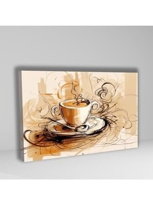 Tech Butiq Tekli Yatay Kanvas Mutfak Tablosu Kahve Köşesi Coffee, 70 x 50