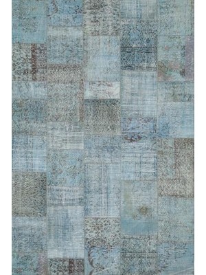 Tech Butiq Dizayn Cosy Patchwork Desenli Şönil Pamuk Tabanlı Yıkanabilir Kaymaz Antibakteriyel Salon Halısı 80X150