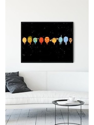 Tech Butiq (PSTER11113) Gezegenler Eğlenceli Mizahi Çerçeveli Tablo (21X30CM)