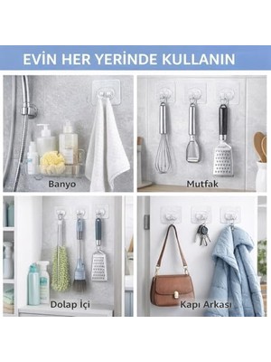 Tech Butiq Sogud Kendinden Yapışkanlı Askı 10’lu Set – Güçlü Vakum Duvar Askısı, Su Geçirmez Banyo & Mutfak Askılığı, Delme Gerektirmeyen Raf ve Havlu Askısı, Cam Için Şeffaf Yapışkan Askı