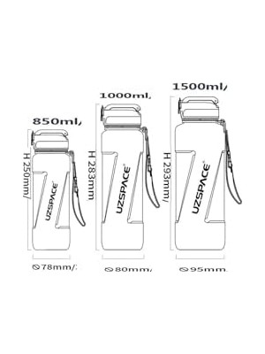 Tech Butiq 1500ML Pipetli Ölçü Skalalı Şeffaf Gövde Tritan Su Matarası