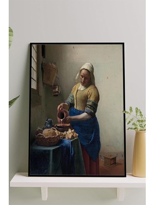 Tech Butiq (PSTER14750) The Milkmaid - Johannes Vermeer Sanatsal Çerçeveli Tablo 50 x 70