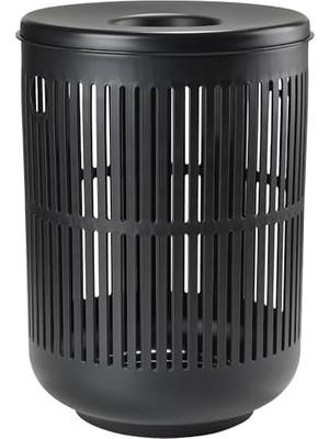 Tech Butiq Ume Kapaklı Çamaşır Sepeti, Çamaşır Torbası, Çamaşır Sepeti, Çap 40 Cm, Yükseklik 54 Cm, Siyah