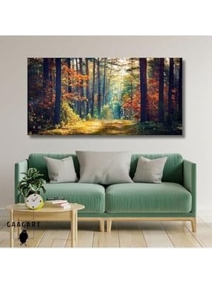 Tech Butiq Panoramik Kanvas Duvar Tablosu Işıltılı Orman Manzarası, 120 x 60
