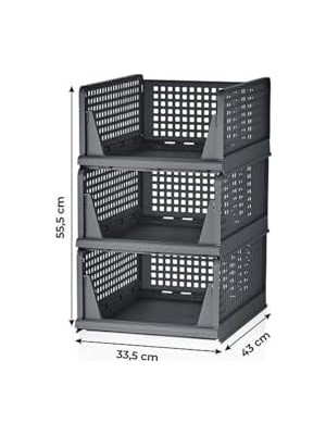 Tech Butiq Life 3 Lü Kayar Raf Organizer Gri Dolap Içi Kıyafet Aksesuar Düzenleyici 45X35 cm MIT1263