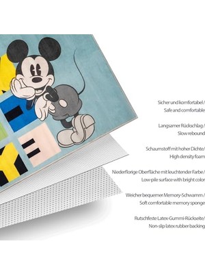 Tech Butiq Taç Mouse Lisanslı Karakter BASKILI%100 Polyester Halı, Çok Renkli, 80X120 cm