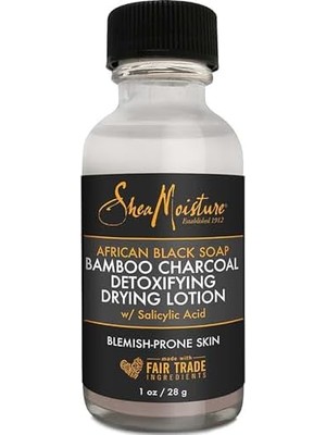 Tech Butiq Shea Moısture Afrika Siyah Sabunu ve Bambu Kömürü Detoks Akne Kurutucu Losyon 28GR