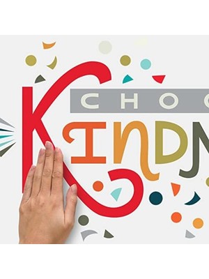 Tech Butiq RMK5329GM Choose Kindness Giant Peel And Stick Duvar Çıkartmaları, Kırmızı, Turuncu, Camgöbeği