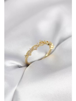 Renas Store Zirkon Taşlı Pirinç Gold Renk Kadın Yüzük - TJ-BYK4137