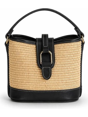 PaminBags Aksesuar Paminbags Kemer Tokalı Mini Hasır Garnili Çanta PMN0042