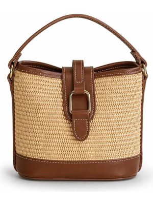 PaminBags Aksesuar Paminbags Kemer Tokalı Mini Hasır Garnili Çanta PMN0042