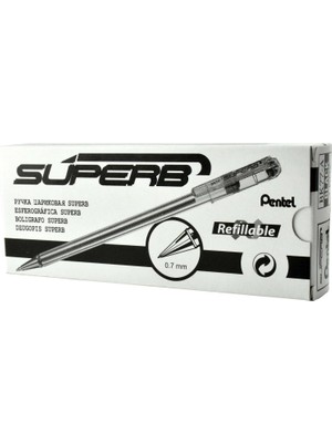 Pentel Superb 0.7Mm Yağ Bazlı Roller Kalem Siyah 12 Li