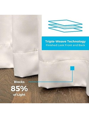 Tech Butiq Karartma Perdesi 2 Panelli Set; Beyaz Perdeler 250 cm Uzunluk; Isı Yalıtımlı, Gürültü Azaltıcı