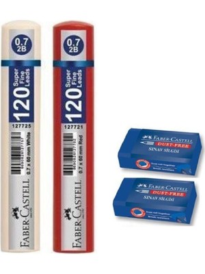 Faber-Castell 0.7 mm Mavi Renk 120'li Kalem Uçları 2'li + Sınav Silgisi 2'li Set