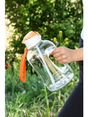 Tech Butiq 161643-001 Bpa Kulplu Pipetli Motivasyon Sporcu Su Matarası Suluk Gym Matara 2,5lt Su Şişesi