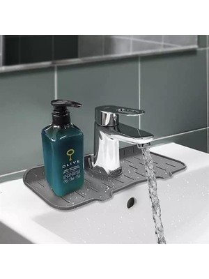Tech Butiq -Lavabo Için Silikon Esnek Mat Musluk Sapı Damlama Tutucu Raf Mutfak Tezgahı Sıçrama Koruma
