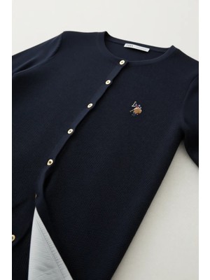 U.S. Polo Assn. Kadın Lacivert (Triko) 50307737-VR033 Hırka Slim Fit %50 Pamuk %50 Viskoz Tek Cepli Günlük Kullanım