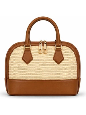 PaminBags Aksesuar Paminbags Deri Garnili Mini Hasır D Çanta PMN0041