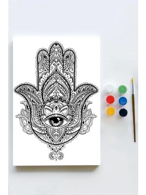 Tech Butiq (PSTER21602) Fatmanın Eli Mandala Tuval Kanvas Tablo Boyama Hobi Seti (30X40CM)