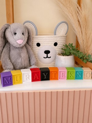MurayTekno -Dekoratif Alfabe Harf Küp 5X5X5 cm Bebek Odası Doğum Günü Baby Shower Masa Dekoru-1 Adet(Turuncu)