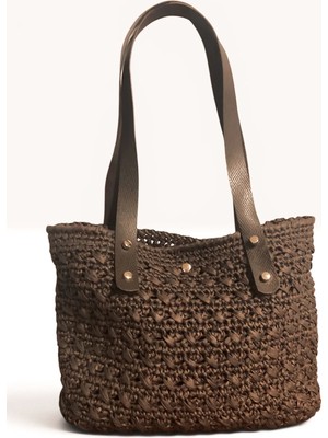 Mimoza Accessories Doğal Dokulu Örgü Shopper Çanta – Kahve