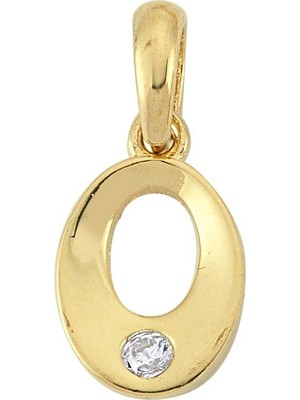 goldkupe 14 Ayar Altın Tek Taşlı Oval Kolye Ucu 0,76 gr