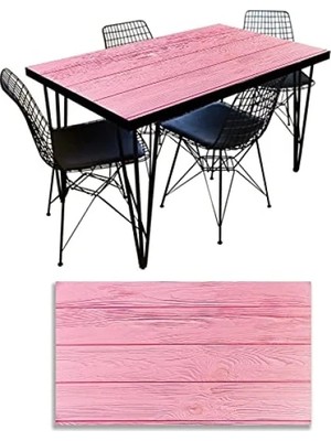 Die Grup Pembe Ahşap Desenli Masa Kaplama Folyosu