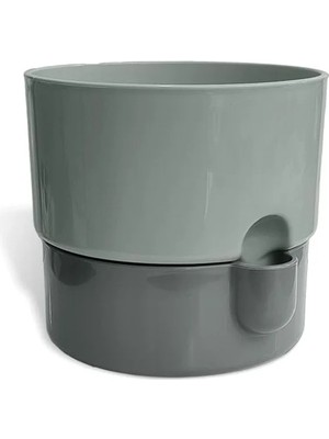 Die Grup Dora Saksı Tabaklı Çiçek Kaktüs Saksısı Parlak Plastik Saksı (1 Adet, Gri, 2l, 16CM)