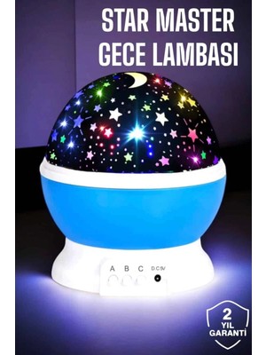 Marsilyan Yıldızlı Gökyüzü Projeksiyon Gece Lambası Hareketli Işık Şovu