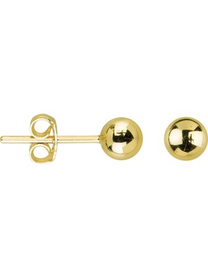 goldkupe 14 Ayar 5 mm Parlak Altın Top Küpe 0,87
