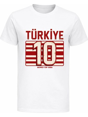 Efendioğlu Design Vintage Türkiye 10 Baskılı Pamuklu World Cup 2026 T-Shirt