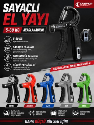 CK Spor 5-60 kg Ayarlanabilir Sayaçlı El Yayı El Bilek Kas Güçlendirici Ergonomik Tasarım