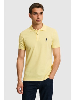 U.S. Polo Assn. Erkek Slim Fit Polo Yaka Açık Sarı Basic Tişört 50322304-VR004