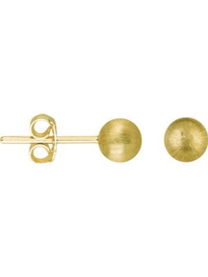 goldkupe 14 Ayar 5 mm Simli Altın Top Küpe 0,86