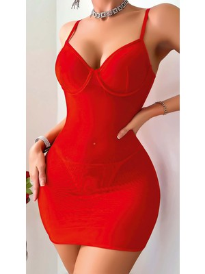 Lily Bianca Transparan Elbise ve Tangalı Arka Tarafı Bağcıklı Fantezi Kostüm