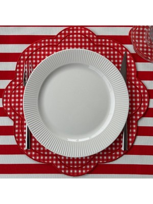 Han Deco Kırmızı Pötikare Amerikan Servis ve Bardak Altlığı