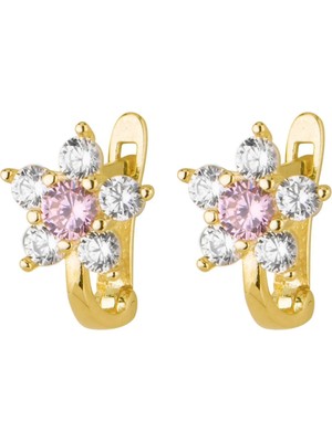 goldkupe 8 Ayar Altın Pembe Taşlı Bebek Küpesi 1,11 gr