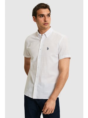 U.S. Polo Assn. Erkek Beyaz Kısa Kollu Gömlek 50324727-VR013