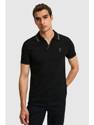 U.S. Polo Assn. Erkek Slim Fit Polo Yaka Siyah Tişört 50323894-VR046