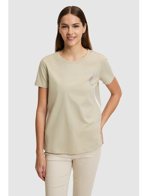 U.S. Polo Assn. Kadın Açık Bisiklet Yaka Tişört 50323476-VR183