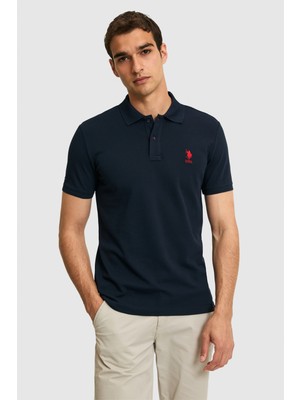 U.S. Polo Assn. Erkek Slim Fit Polo Yaka Koyu Lacivert Basic Tişört 50322304-VR100