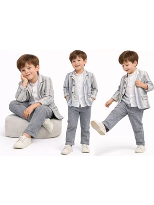 Beruflic 1-5 Yaş Müslin Gömlekli Keten 3 Parça Çocuk Takımı